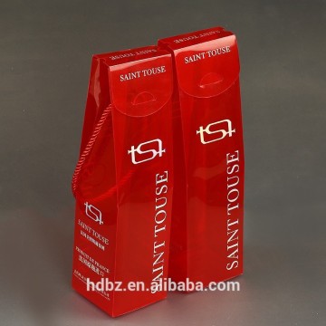 custom plastic wine box with handle for bottle carrier