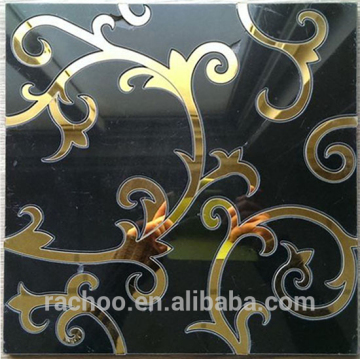 Marble with gold metal waterjet mosaic backsplash tile