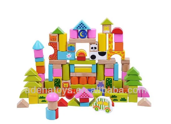 Wooden kids educational DIY Toys Building Block 100pcs Animal Paradise Building Block