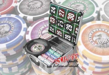 200pcs poker chips set with roulette US-C502