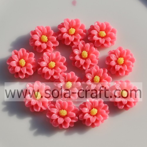 Lovely 14MM Resin Solid Color Flower Beads