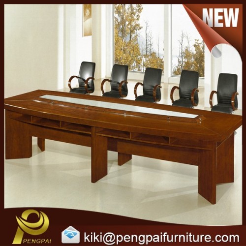 big size wooden/veneer/solid wood meeting/conference table with glass and mic