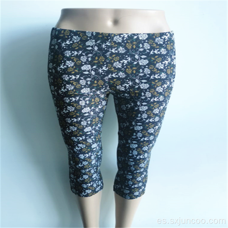 Pantalones elegantes de spandex de rayón con estampado floral