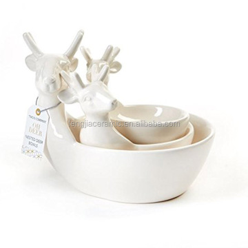 Ceramic Serving Bowl - Nested, Christmas Decoration, Food Container, Customized Logo, 15*10*11cm