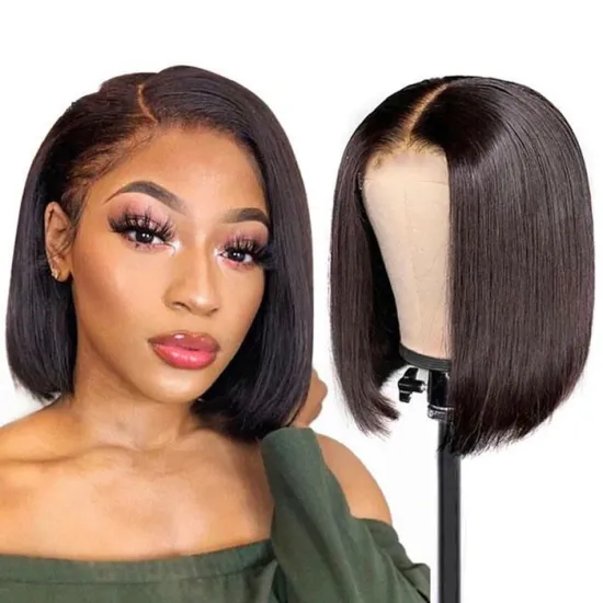 Wholesale 150% Density 13X4 Transparent Swiss Lace Front Wigs Short Bob Human Hair Wigs