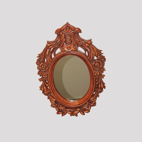 Espelho retrô de luxo com moldura de madeira