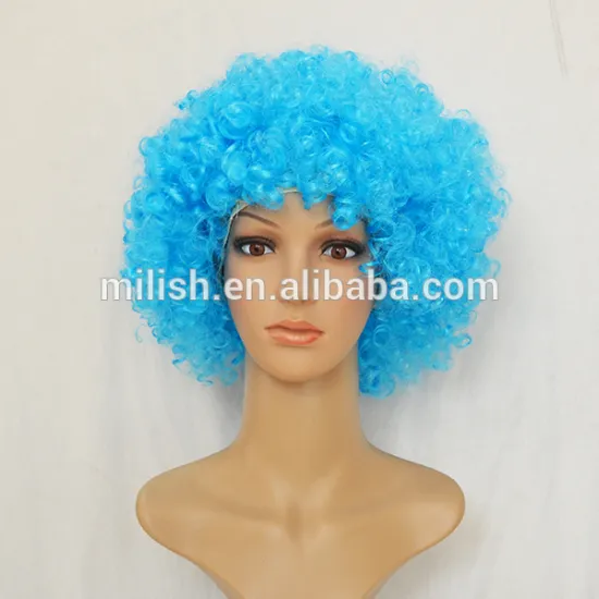 FBW-0195 Party natural kinky light blue big afro wigs