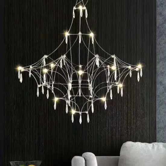 Modern LED Hanging Lights: Luxury Stainless Steel Chandeliers and Creative Crystal Pendant Fixtures for Room Decoration