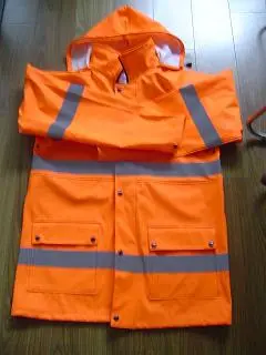 reflective safety PU raincoat