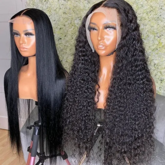 Cheap Wholesale Water Wave Lace Closure Human Hair Wigs For Black Women 12a Brazilian Virgin Hair Transparent Lace Front Wigs