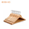 EISHO Natural Wooden Coat Hangers with Wooden Bar