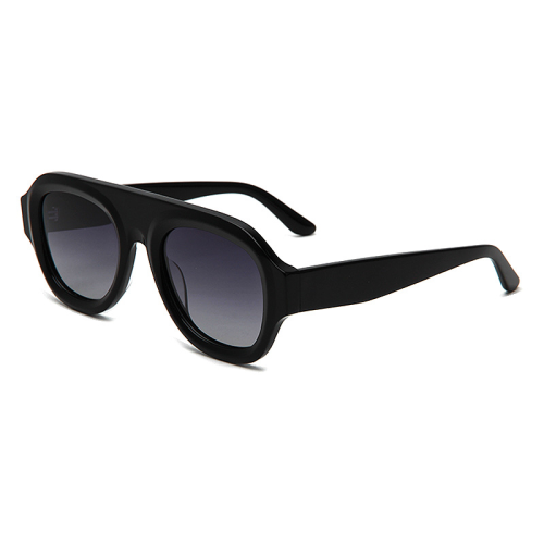 Single-Bridge Acetate Marbled Frame Sunglasses