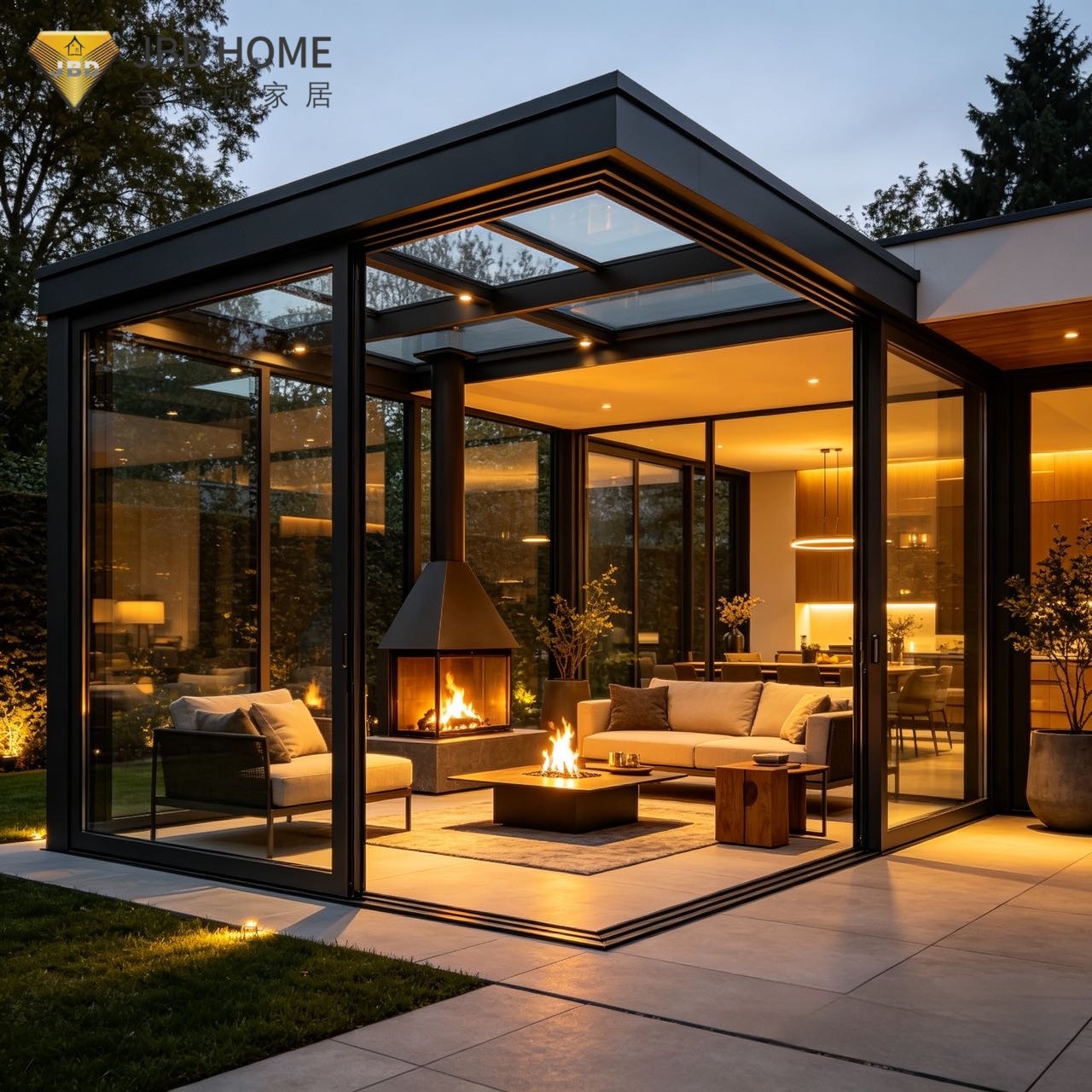 Seòmar grèine sòghail Villa le solais blàth a-staigh