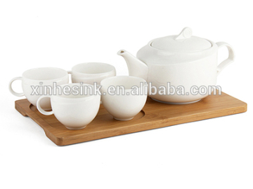 Ceramic CH Series Round/Thread Water Pot set, Water Pot and 4 cups with Cup Holder