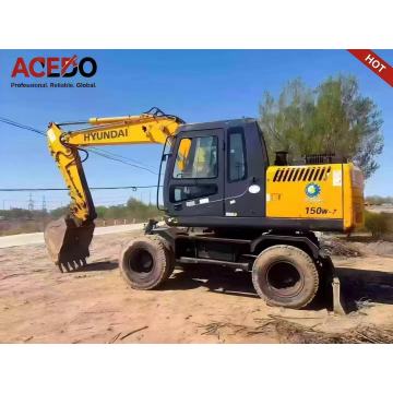 Escavadeira de rodas Hyundai R150W-7 com pintura original