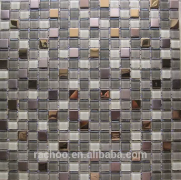 4mm cheap mix glass metal mosaic tile backsplash tile