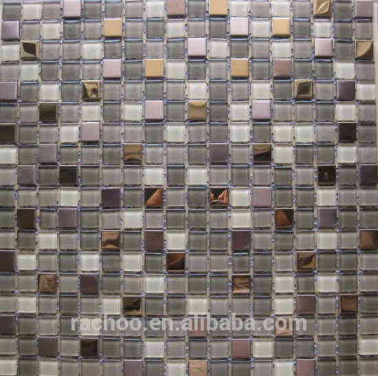 4mm cheap mix glass metal mosaic tile backsplash tile