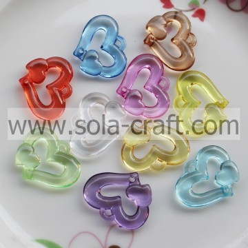Search 5*25*32MM Clear Colors Beautiful Heart Spacer Beads Wholesale