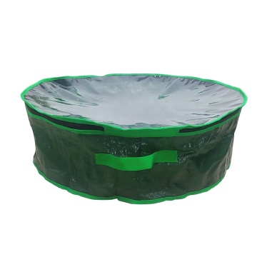 30 Inch Red Trim Wreath Storage Bag with Handles: 600D Oxford Material Christmas Wreath Container