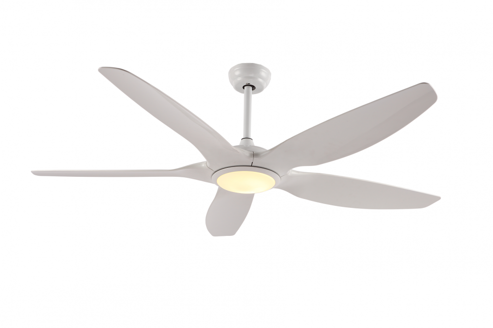 5-Blades Modern White Ceiling Fan with LED Light