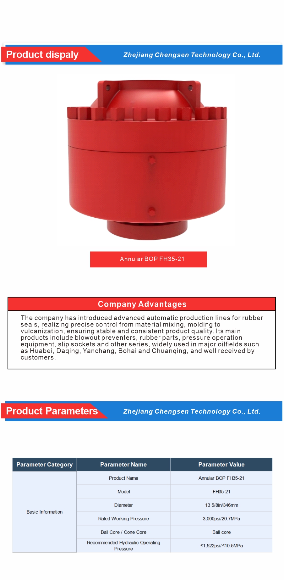 Well Control Annular BOP for Oilfield