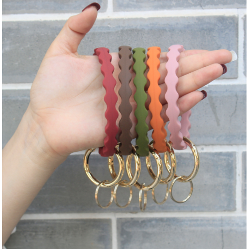 Wholesale Silicone Wrist Wavy Keychain Circle Bracelet