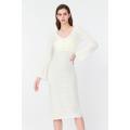 Ladies Dress  Flared-Sleeve V-neck Kint Dress Factory