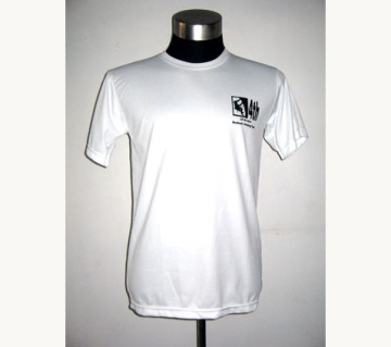 Cool dry 100%polyester white printed basic short sleeve t-shirt