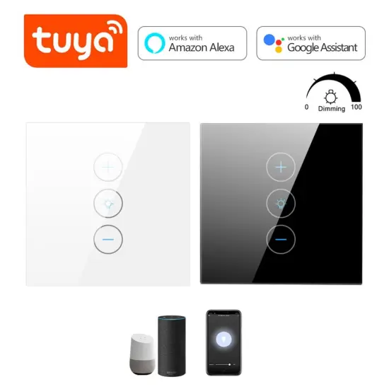 LED Dimmer Switch Tuya Smart Life App WIFI Smart Wall Light Touch Switch Dimming 220V 110V Compatible Alexa Google Home EU /US