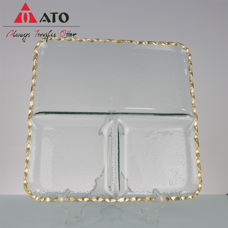 ATO Glass Partitioned quadratische Formplatte mit Tablaumgeschirr