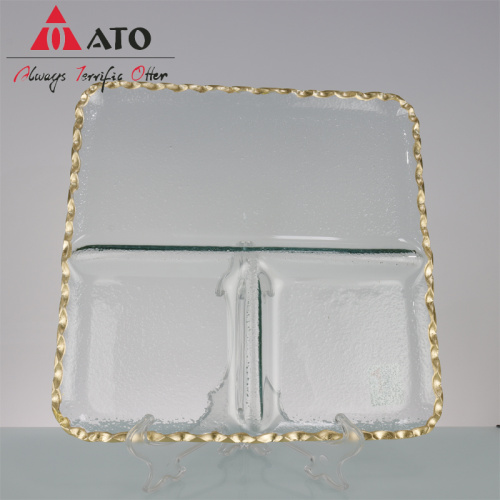 ATO glass Partitioned square Shape plate with Tableware