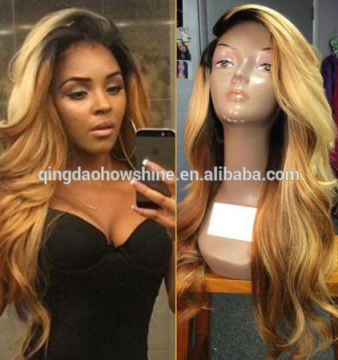 Directly From Factory Ombre Color Brazilian Hair Side Part Silk Top Lace Front Wig