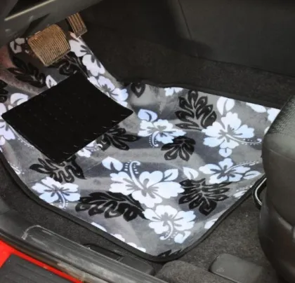 Leopard Print Flower Foot Mats - Universal Geometric Fancy Flower Car Mats