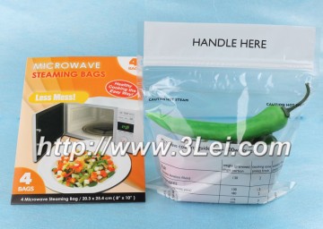Steaming Bags in microwave cookware, food cooking bags