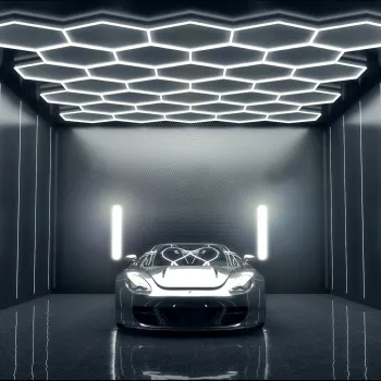 Individually Controlled LED Lights for Garage Car Wash Detailing - Honeycomb Hexagon Lighting