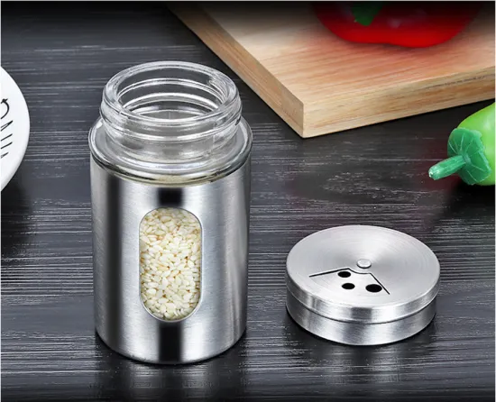 Stainless Steel Revolving Glass Seasoning Pot For Restaurant