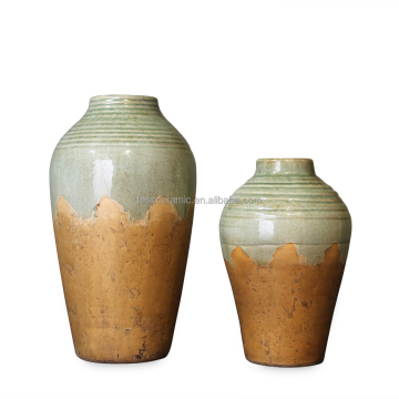 Nordic Antique Handmade Clay Vase - Vintage Stoneware Flower Vase