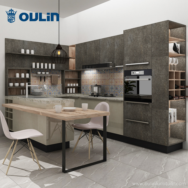 Black Minimalist Modular Kitchen Storage Furniture Design