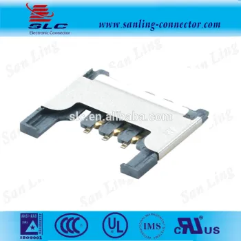 6Pin lron Covering slip Type Sim Card Connector