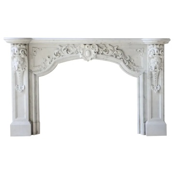 Luxury Living Room Classic White Marble Mantelpiece