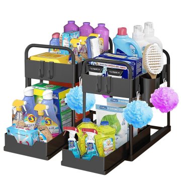 Space Saving Double-Layer Sliding Under Sink Organizer