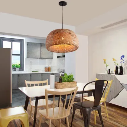 Bamboo Pendant Light - Rattan Chandelier for Restaurant