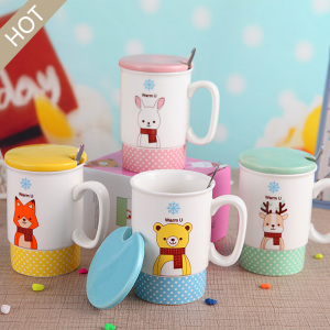 Teste padrão animal adorável caneca com colher