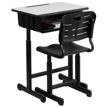 Adjustable Height Institution Desk Chair Set with Pedestal Frame and Students Table: Perfect Classroom Furniture