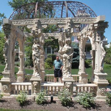 White Marble Roman Pavilion, OEM Orders are Welcome