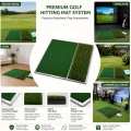 Tapete de práctica de golf Pro Modular de doble césped: césped rugoso de 40 mm y tira de golpe reemplazable con marco de metal