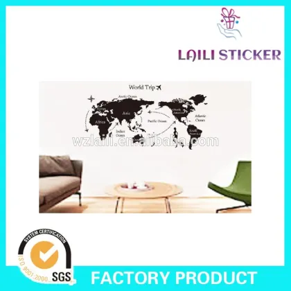 travel world map sticker,removable world map sticker