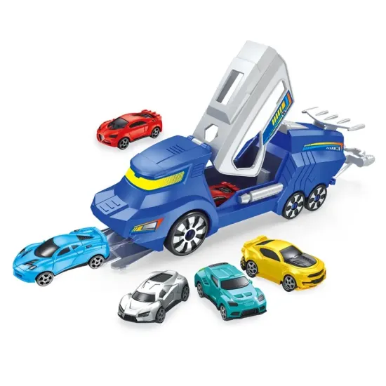 Factory Direct Kids' Die-Cast Model Car Toy: Ejection Race Cars Carrier Truck