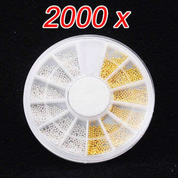 New 2000 Silver Gold Steel Ball Bead 3D Nail Art Metal Beads Balls Wheel/nail art wholesale