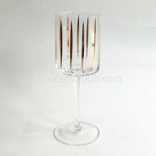 Red Wine Glass With Gold Decal